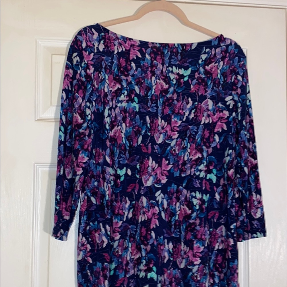 Ultra Stretch Multicolored Long Sleeve Tee-Shirt Blue/Pink SZ Med